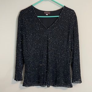 Marina Black sequined V-neck top